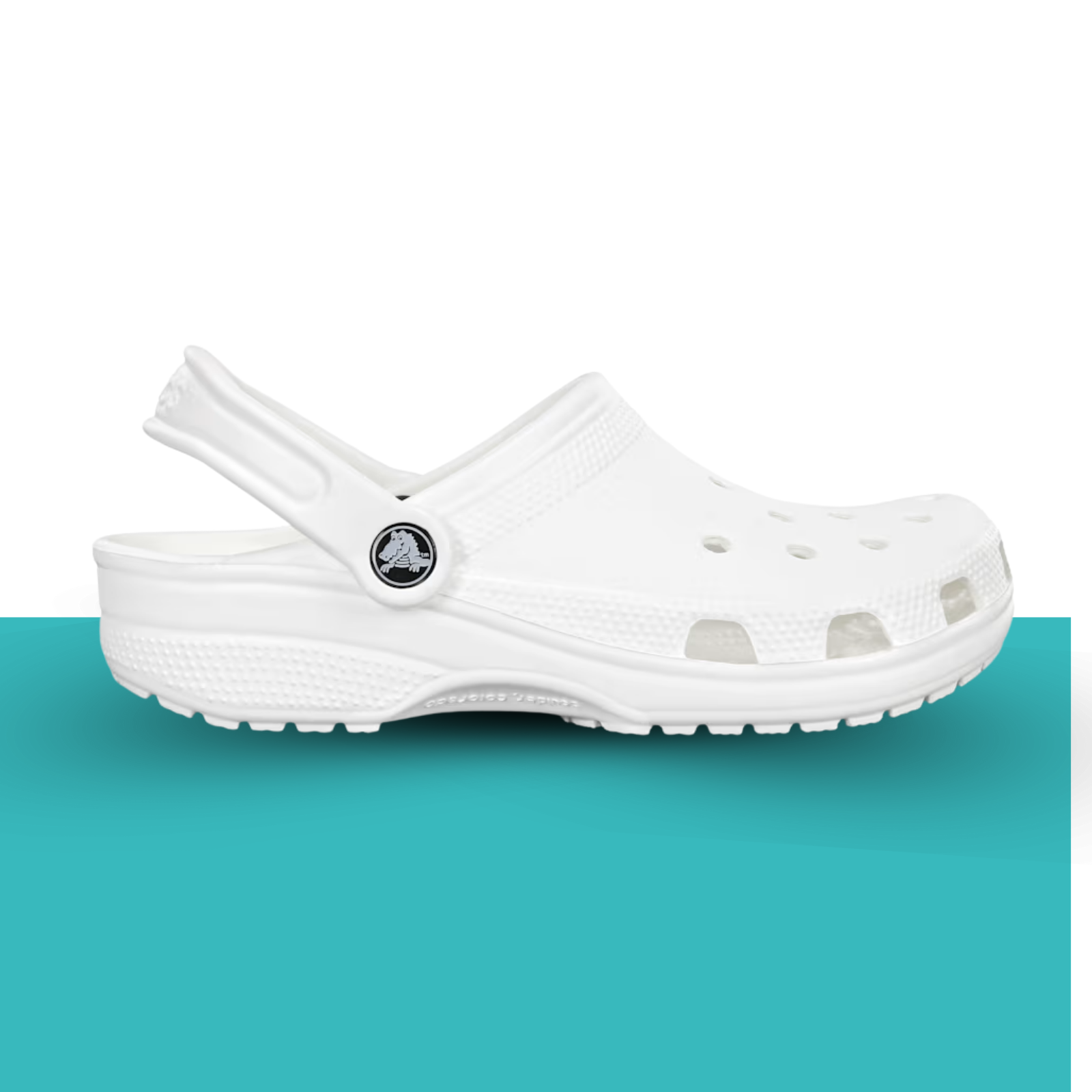 White Crocs Classic lightweight clogs